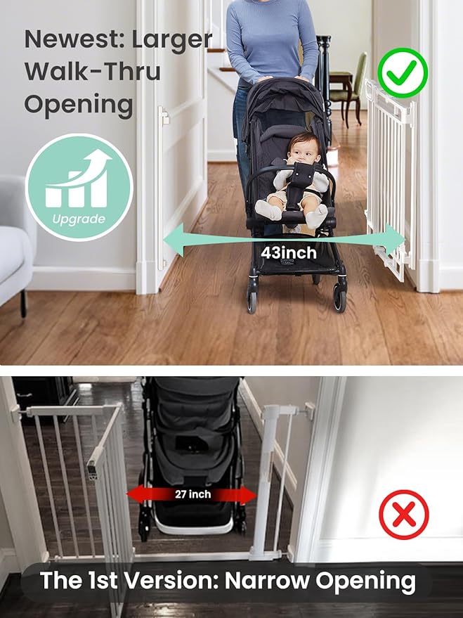 Grownsy Baby Gate for Stairs- No Bottom Bar, Adjustable Width 32” to 48” for - Image 3