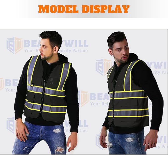 BeautyWill Custom Safety Vest Logo Class 2 High Visibility Reflevtive Vest - Image 6