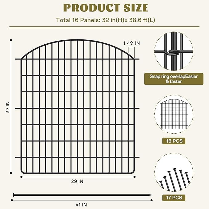 16 Panels No Dig Garden Fence - Image 2