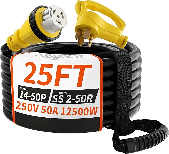 50 Amp Generator Cord, 25FT 50 Amp RV Extension Cord by PlugSaf