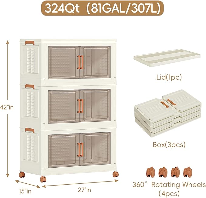 JEKO&JEKO 324 Qt Collapsible Storage Cabinets - Image 2