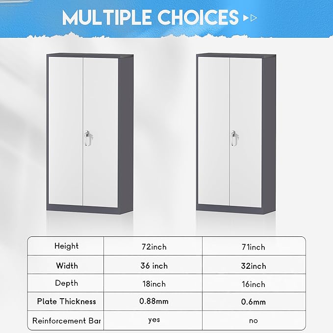 Greenvelly Metal Garage Storage Cabinet, Locking Steel Cabinet - Image 6