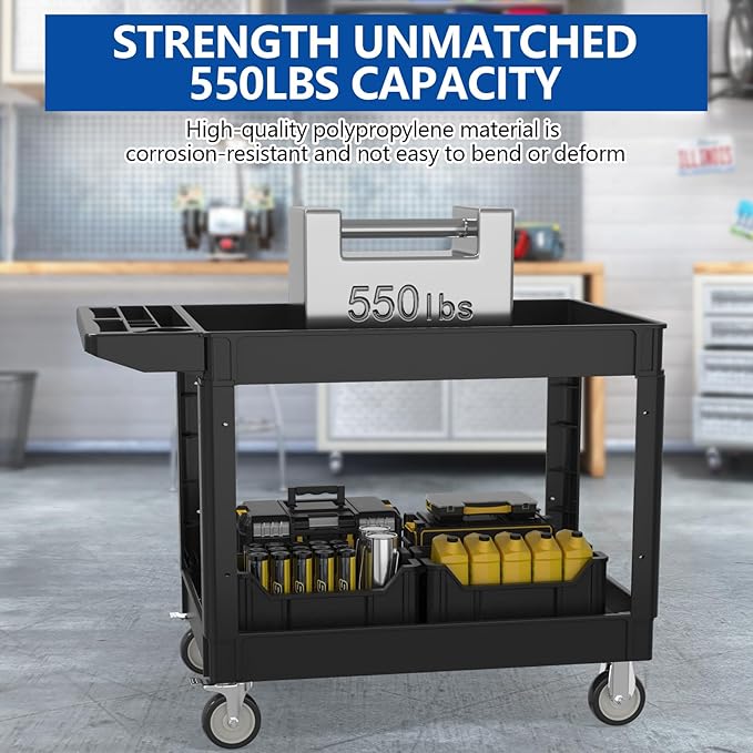 550LBS Utility Cart, 2-Tier 46x25 Inch Utility Cart - Image 6