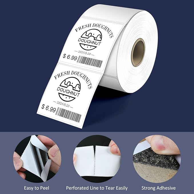L LIKED 2" x 2" Direct Square Thermal Labels, Perforated QR Code and Barcode - Image 3