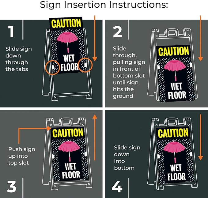 Caution Wet Floor Umbrella Sidewalk Sign Kit, 24x36 Inches, - Image 4