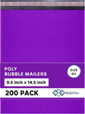 Purple Large Poly Bubble Mailers 9.5x14.5 inch #4 | Self Seal Padded Envelopes by MAILERVIEW