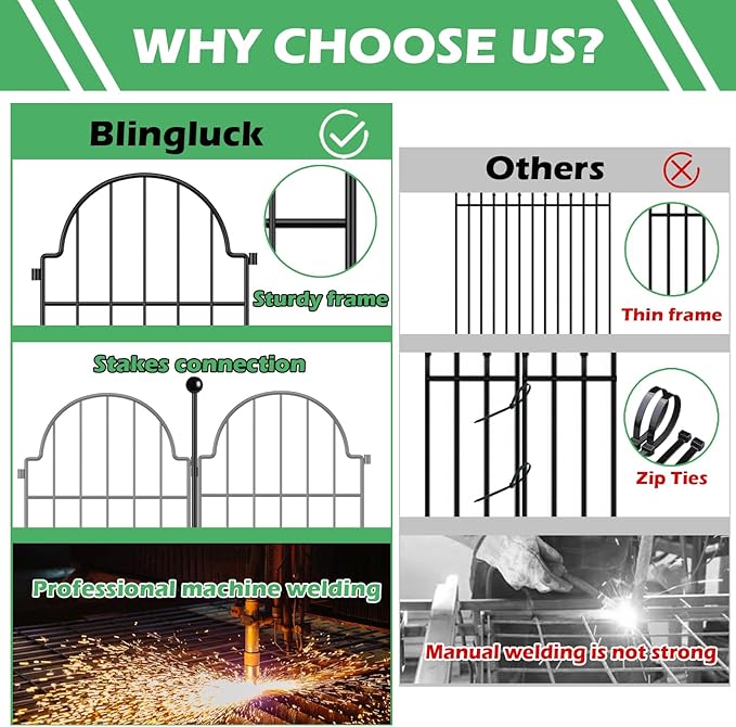 Garden Fence, 22 in x 21 ft Arched Rustproof Metal No Dig Fence Garden Fence - Image 5