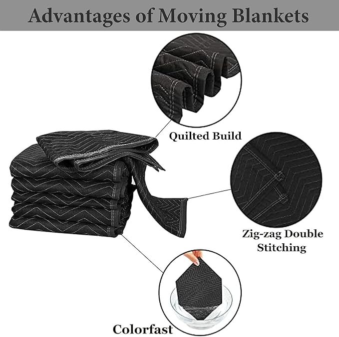 2 Pack Moving Blankets 40x 72" Moving Pads - Image 3