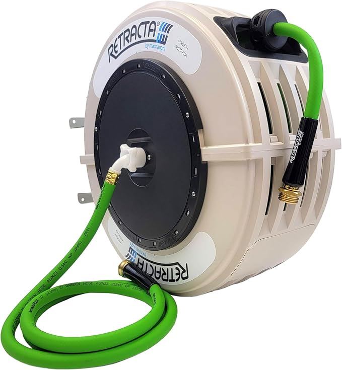 Macnaught Retractable Garden Hose Reel, 82 Ft Water Hose Reel Heavy Duty by MacnaughtUSA