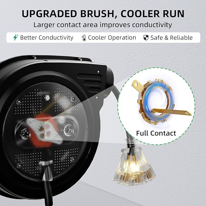 80FT Retractable Extension Cord Reel, 14 AWG/3C SJTOW Heavy Duty Power Cord - Image 5