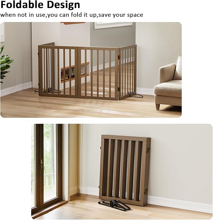 Dog Gate for Stairs, Foldable Dog Gate for Indoor Doorways House, Freestanding - Image 3