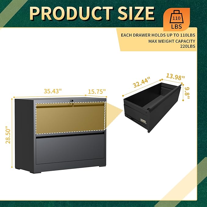 2 Drawer Lateral File Cabinet - Image 3