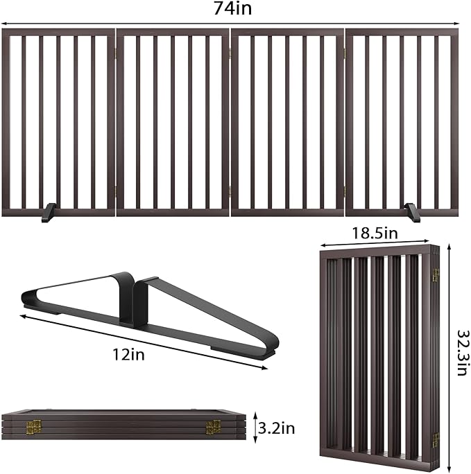 Dog Gate for Doorways 32" Tall Freestanding Dog Gate for Stair Foldable Pet - Image 6