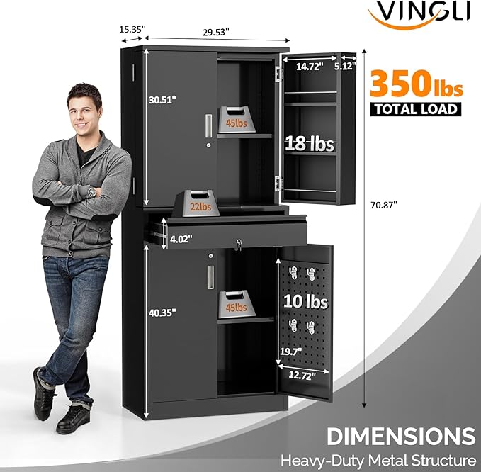 VINGLI Metal Storage Cabinet - Image 2