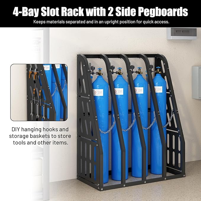 1500LBS Vertical Bar Rack Standing Storage Rack, 4 Bays Lumber Storage - Image 6