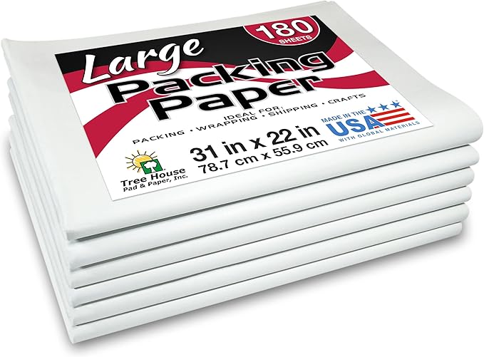 Tree House Packing Paper for Moving – 180 LARGE Newsprint Packing Paper Sheets by TreeHousePadPaperInc