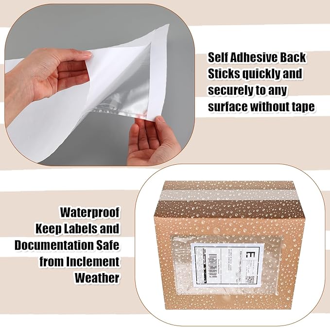 Cholemy 400 Pcs 9.5 x 12 in Clear Packing List Envelopes Shipping Pouches - Image 5