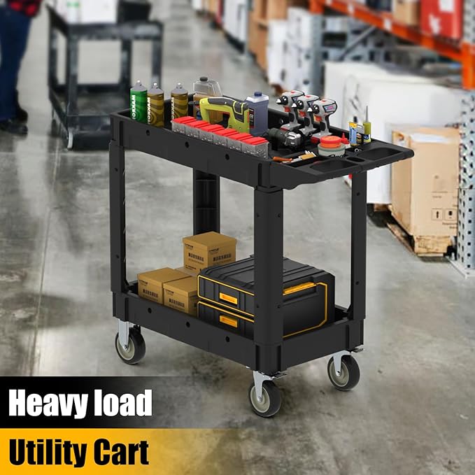 Utility Rolling Tool Cart, 40 x 17-Inch Plastic Rolling Carts Huge Storage - Image 2