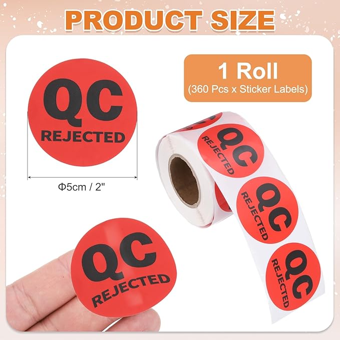 PATIKIL 360 Pcs 1 Roll QC Rejected Labels, 2 Inch Circle Inventory Control - Image 2