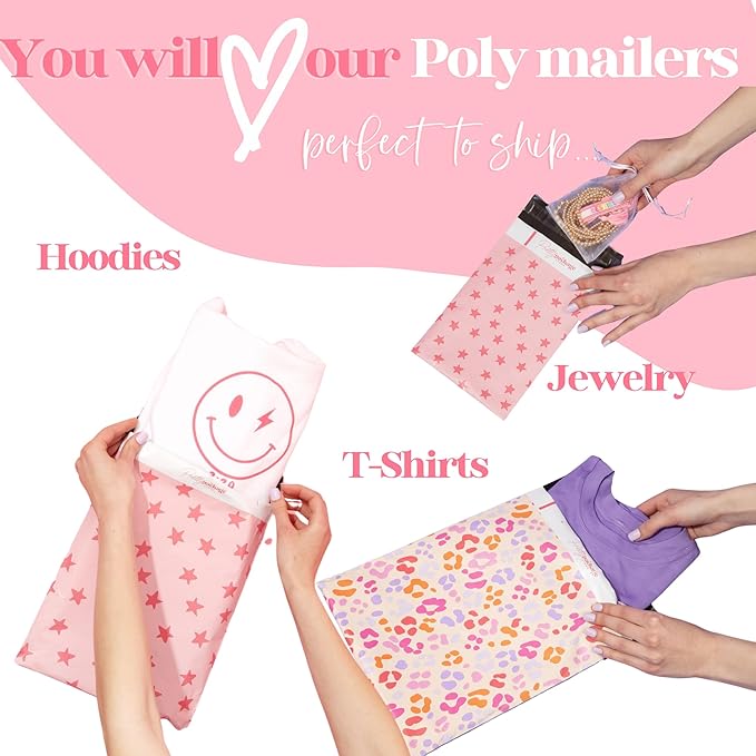 14.5x19 Designer Poly Mailer 100 Pack Heavy Duty Waterproof Self Seal Shipping - Image 4