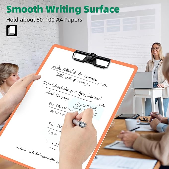 Orange Clipboard with Pen Holder, Hanging Clipboards Holds 8.5x11 Inch Papers - Image 4