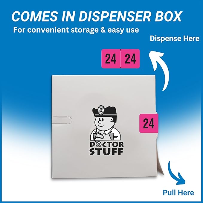2024 Year Labels, Doctor Stuff 2024 Chart Stickers, Fluorescent Pink Color Coded - Image 3