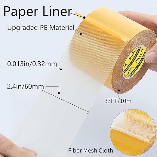 Double-Sided Mesh Tape Heavy Duty, 2.4in x 33FT, Single Sided Cloth Duct Tape - Image 2