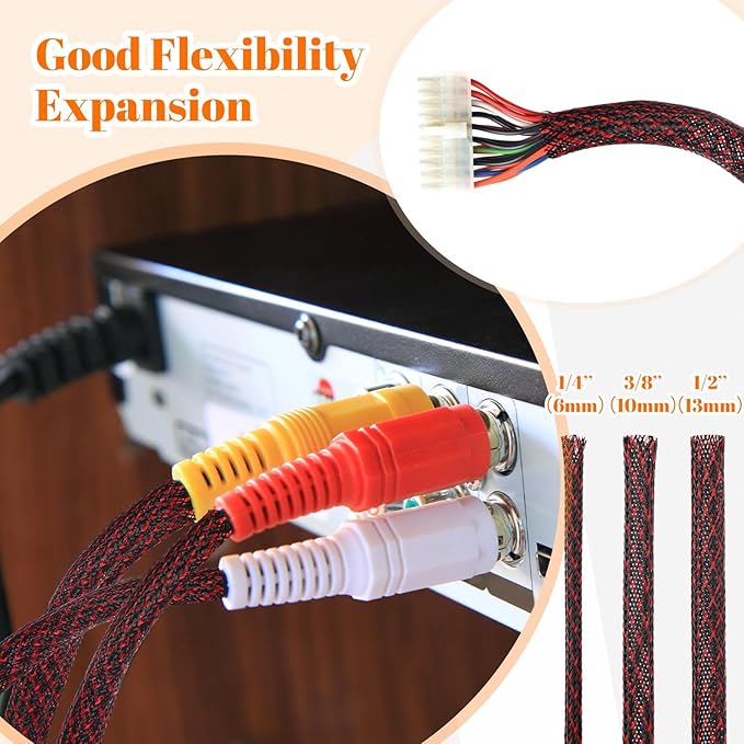 Pangda150 Feet 1/4, 3/8 Inches Wire Loom Pet Expandable Braided Sleeving - Image 4