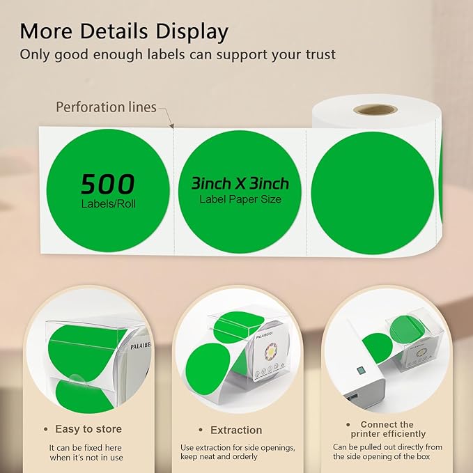 3 X 3 Inch Round Thermal Labels Circle Color Coding Labels Printable Waterproof - Image 4