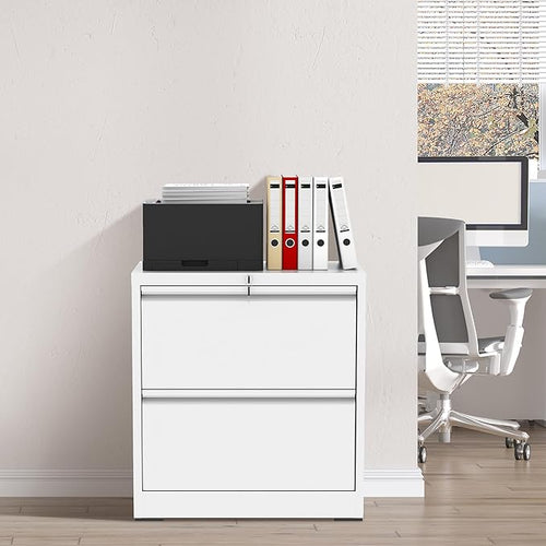 2 Drawer File Cabinet with Lock, Heavy Duty Steel Horizontal Locking Storage - Image 2