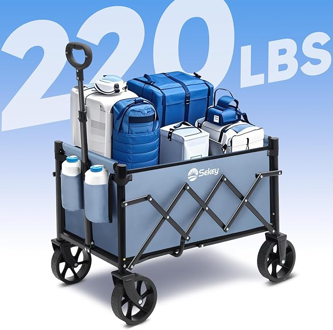 Sekey Wagon Cart with Wheels with 220LBS Capacity, Heavy Duty Wagon Carts - Image 3