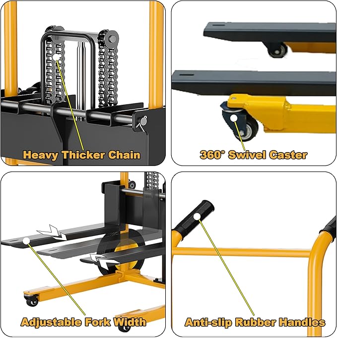 Foldable Hydraulic Lift Dolly, 450LBS 36" Pallet Stacker, 2-in-1 Hand Truck & - Image 2