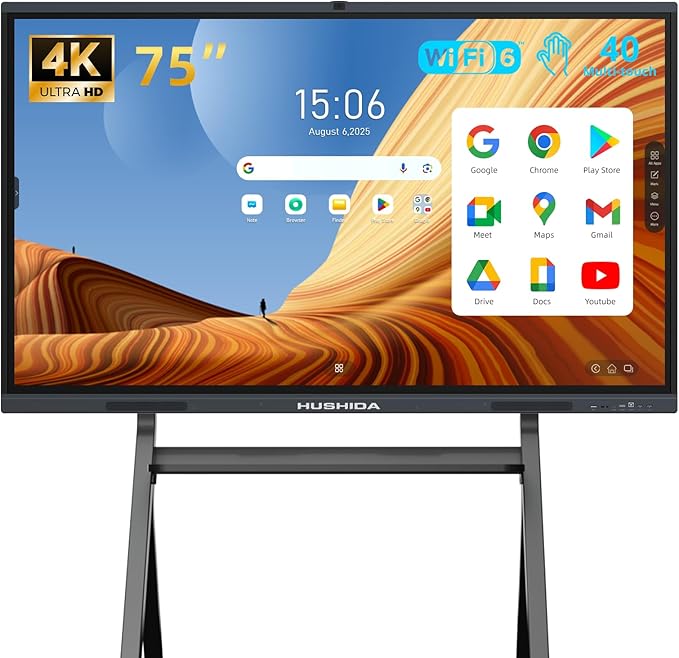 75" Smart Board Google EDLA-Certified 4K Interactive Whiteboard SmartBoard by HUSHIDA