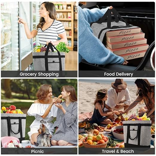 Insulated Reusable Tote Bag for Grocery Shopping for Women/Men, Waterproof - Image 6