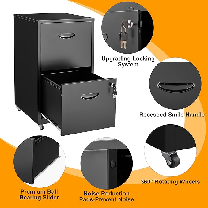 2 Drawer Mobile File Cabinet - Image 4