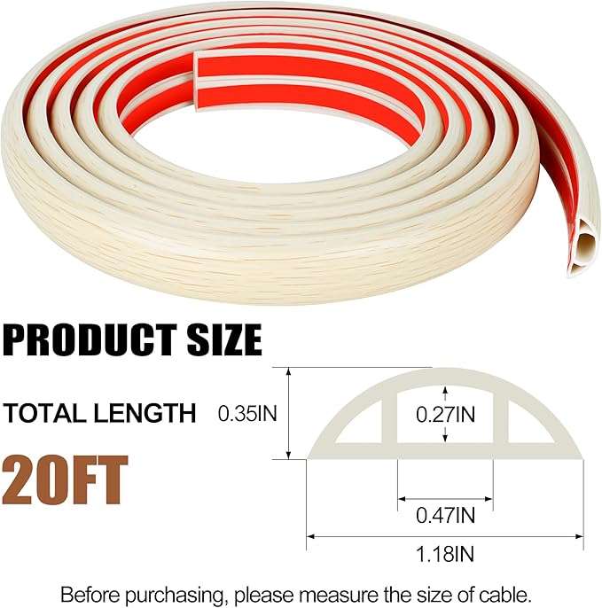 MYFAMIREA 20FT Floor Cord Cover - Image 2