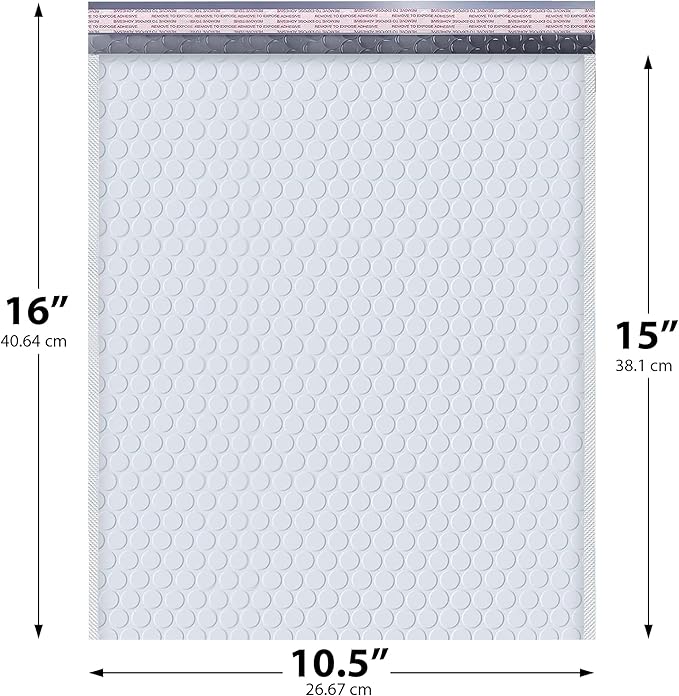 White 10.5x16 Inch Large Poly Bubble Mailers #5 | Padded Envelopes - Image 2
