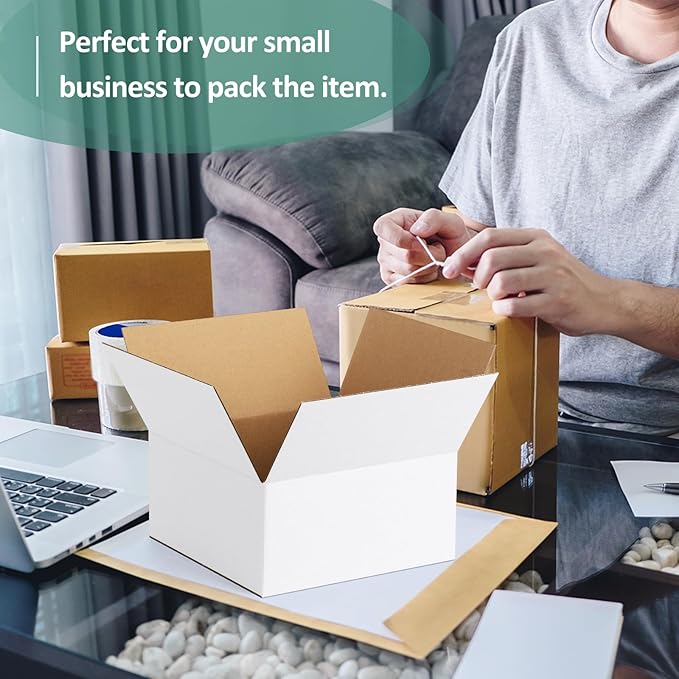 Eupako 8x8x4-Small-Shipping-Boxes-30-Pack-White-Corrugated-Box-Mailers - Image 6