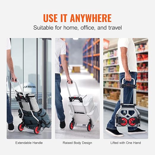 VEVOR Folding Hand Truck, 80 kg Load Capacity, Aluminum Portable Cart, - Image 6