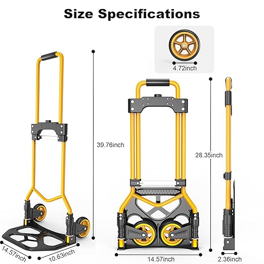 Folding Hand Truck Dolly Cart, 180LBS Portable Aluminum Hand Truck Foldable - Image 5