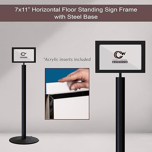 Floor Standing Sign Frame with Steel Low Profile Base, 7 inches by 11 inches - Image 6