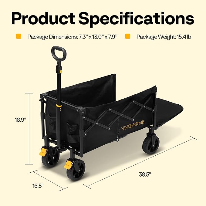 VIVOHOME 130L Collapsible Wagon - Image 7