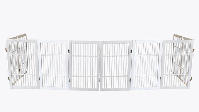 Pet Dog Gate Strong and Durable Freestanding Folding Acacia Hardwood Portable - Image 8