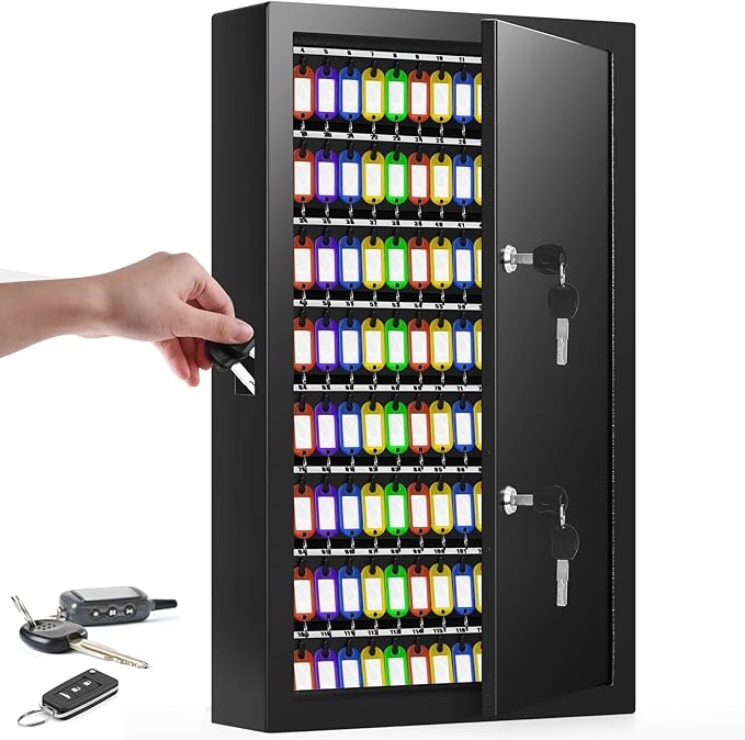 200 Keys Dual Lock Key Cabinet, Anti-Theft Key Lock Box by NebakneSafe