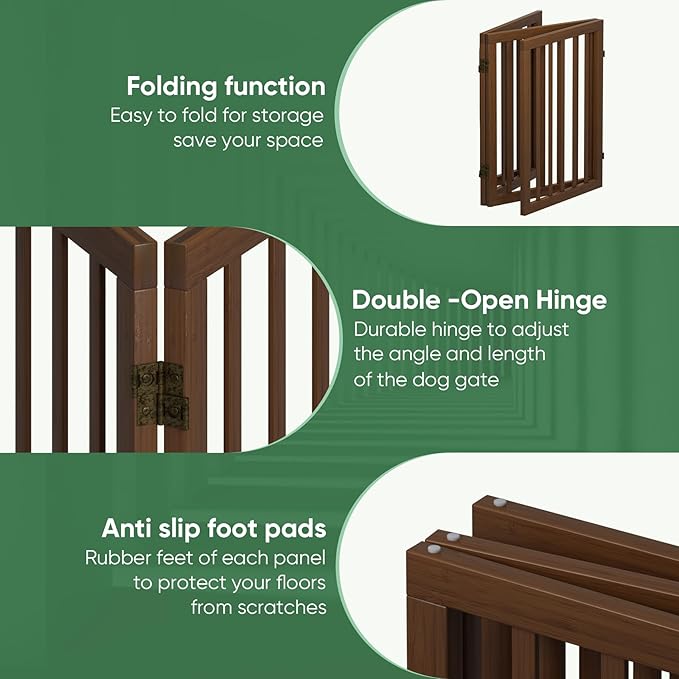 Dog Gates for Doorways, Freestanding Dog Gate Indoor, Foldable Pet Gates for - Image 3