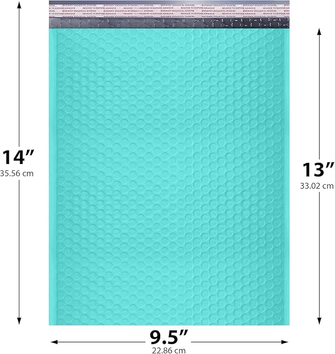 Teal 10x13 Inch Poly Bubble Mailers |Self Seal Padded Envelopes - Image 2