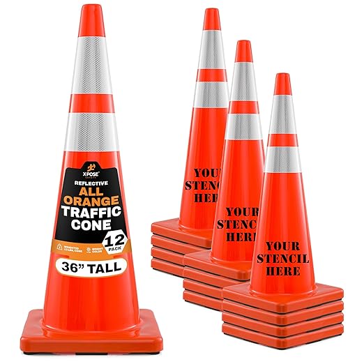 Xpose Safety 36 Inch Orange Traffic Cones Heavy Duty 12lb by XposeSafety