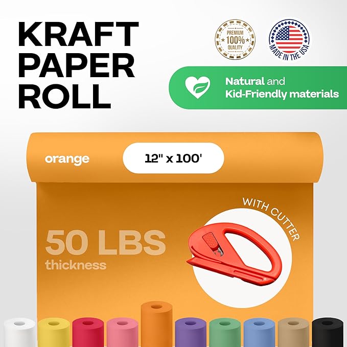 Orange Kraft Paper Roll 12" x 1200" - Image 2