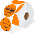 2 inch Orange Round Thermal Labels, 600 Labels/Roll Self-Adhesive Circle by BriCabel
