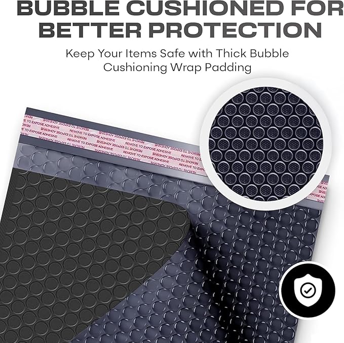 Black 10x13 Inch Poly Bubble Mailers |Self Seal Padded Envelopes - Image 4